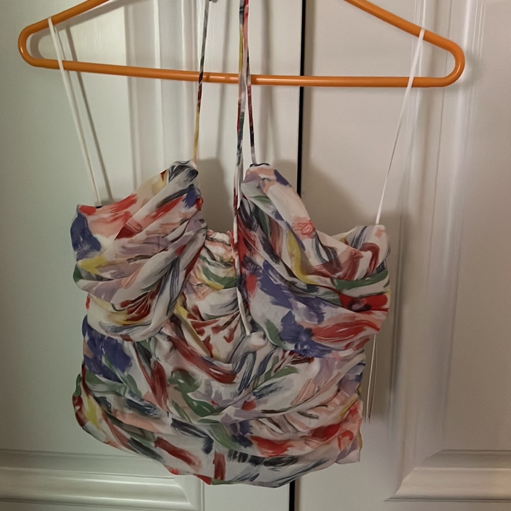 Aqua Multicolor Floral Crop Top